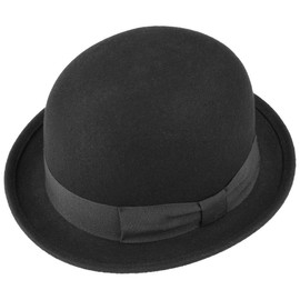 Lipodo Children's Melon Wool Felt Hat - Made in Italy - Children's Hat with Stretch Lining Band - Felt Hat Made of Wool Felt - Children's Melon with Grosgrain Trim - Summer / Winter, black