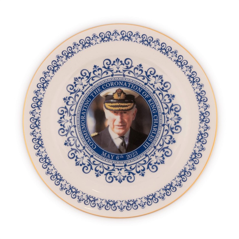 SHATCHI King Charles III Portrait Memorabilia King's Coronation Commemorative Plate