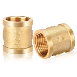 Nutmanel Brass Sleeve 1/2 Inch 2 x Female Thread Connector Double Sleeve Female / Female Thread for Pipe Connection