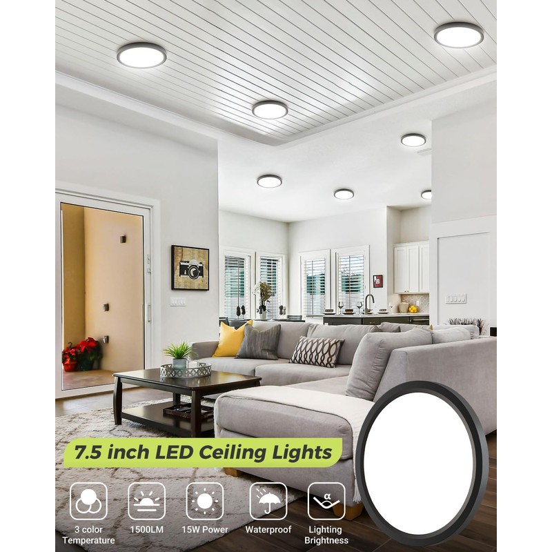 2PACK LED Flush Mount Ceiling Light - 3CCT Selectable 3000K-4000K-6500K