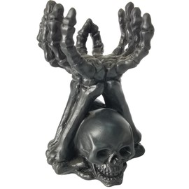ZASEUCI Gothic Candle Holder & Hand Jewelry Holder – Skeleton Hand Organizer for Rings, Bracelets, Necklaces | Heavy-Duty Polyresin Display, Dark Decor Gothic Home Office
