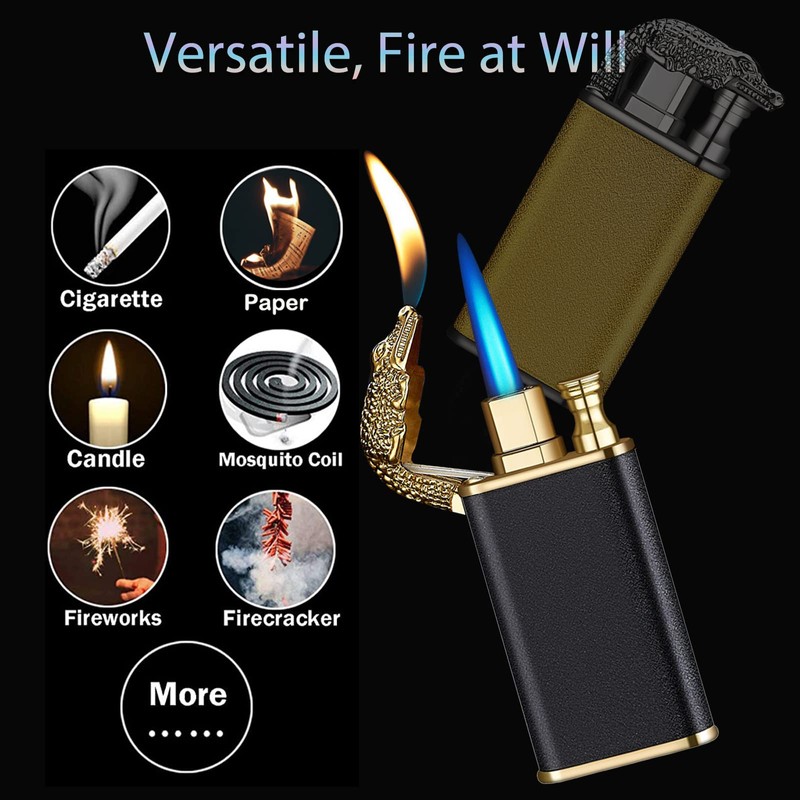 Torch Lighter, Magic Dual Flame Crocodile Lighter, Dual Fire Lighter,
