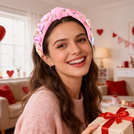 Valentines Headbands for Women Teen Girls, XOXO Love Heart Headband, Valentines Day Gifts for Her Teacher Daughter Wife Mom, Valentine Hair Accessories to Match Outfit Clothes Shirt Dress (Pink)