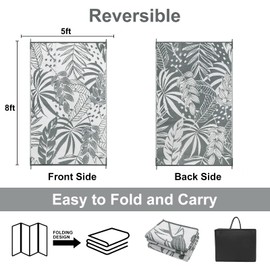 Anidaroel Outdoor Rugs 5x8ft for Patios Clearance Waterproof, Reversible Tropical Plastic Straw Camping Mat Outside Rug, Large Outdoor Area Rug for RV, Porch, Deck, Balcony, Picnic(5'x8')