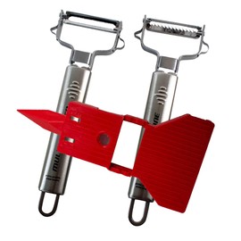Muxel Saver Peeler and Julienne Cutter Set with Slicer Plate Serrated Prong Blade