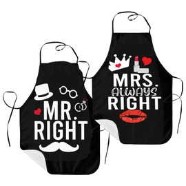 Funny Couple Aprons - 2X Valentines Day Apron Bib | Kitchen Cooking Baking Apron Set, Waterproof Chef Bib for Boyfriend, Girlfriend, Family