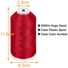 New brothread - Single Huge Spool 5000M Each Polyester Embroidery Machine Thread 40WT for Commercial and Domestic Machines - Christmas Red