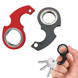EULAPGOE Pack of 2 Key Fob Spinner Key Spinner Fidget Ring Toy Fidget Keyring Key Flipping Toy for Teens (Black and Red)