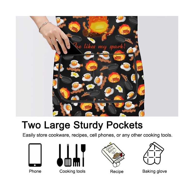 Fire Cartoon Pattern Kitchen Apron With Pocket Anime Fire Gift