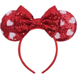 Christmas Mouse Ears Headband, Christmas Ears for Women Adult Kids, Christmas Headband Park Ears Christmas Party Cosplay Costumes Accessories (Candy)