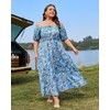 Moon Wood Women's Plus Size Casual Maxi Dress Summer Puff