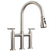 Farmhouse Bridge Kitchen Faucets for Sink 3 Hole with Pull