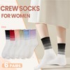 WEVIAS Crew Socks Womens White Thin Cotton Long Socks Lightweight