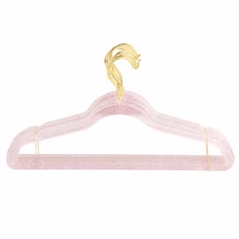 Tomotato Pack of 10 Clothes Hangers, 40 cm, Plastic, Glittering, Transparent, Non-Slip for the Wardrobe of Adults (Pink)