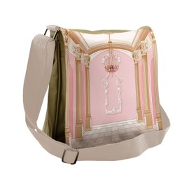 Ambesonne Pink Messenger Bag, Chandelier Ceiling Castle, Unisex Cross-body