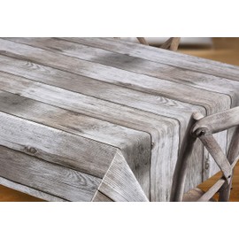 Beautex oilcloth, wood pattern, beige, tablecloth, wipe-clean garden tablecloth, Round, Oval, Square, choice of sizes