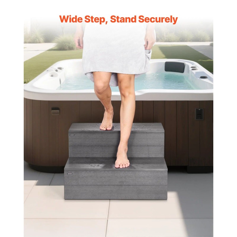 Hot Tub Spa 2-Step Outdoor Stairs 25-Inch Wide HIPS Pool