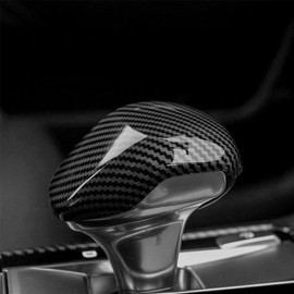 JUIVEEL - Funda para perilla de cambio de marcha compatible con accesorios Kia Stinger 2017-2024 (fibra de carbono estilo negro)