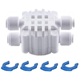 Planet-Aqua Automatic Shut-Off Four-Way Valve with 1/4 Inch Hose Connection for Osmosis System Water Filter Reverse Osmosis Valve Coupling Filter Shut-off Valve