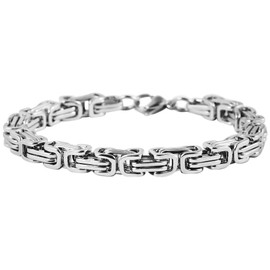 Raptor RA50128 Unisex Bracelet Thickness 4 mm Stainless Steel Byzantine Bracelet 19 to 22 cm, Stainless Steel