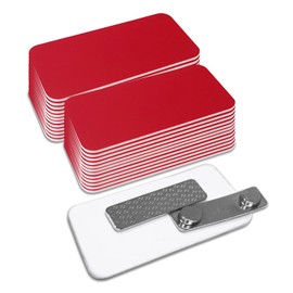 Name Tag/Badge Blanks - 25 Pack - Red 1-1/2" X 3", Round Corners, Magnetic Backing