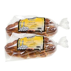 Green's Braided Raisin Callah Bread, 2 Pack 16 oz. Shabbat Challah Breads for your Holiday, Sweet Butter Brioche-like Texture, OK Certified Kosher and Pareve, Dairy Free and Nut Free, Traditional Bread makes Perfect French Toast or a Tasty Sandwich
