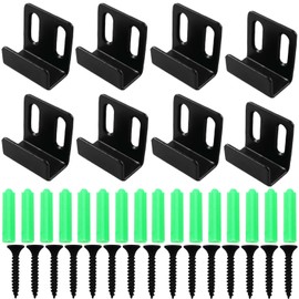 DZS Elec 8PCS T Shaped Adjustable Wall Hooks Adhesive Tile Hangers Removable Hook Clips 16 Screws and Plugs Each Shelf Steel Hook Clamps Hardware for Commercial Premises Garages Warehouses Black