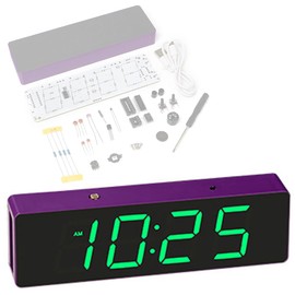 Daconovo LED Electronic Clock Kit with 4 Light Control Modes Alarm Clock Time Error Correcting Function Soldering Practice DIY Set Multi Color Options