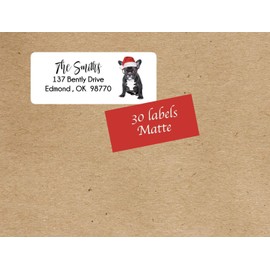 Holiday Christmas Pug Address Label, Christmas Dog Return Address Label