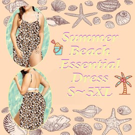 ATRACTIVOLL Women's Beach Dress Bikini Cover Up Summer V-Neck Beach Poncho Swimwear Cover Up Beach Tunic Wrap Sarong, Large, Lightweight, Holiday, Prints3