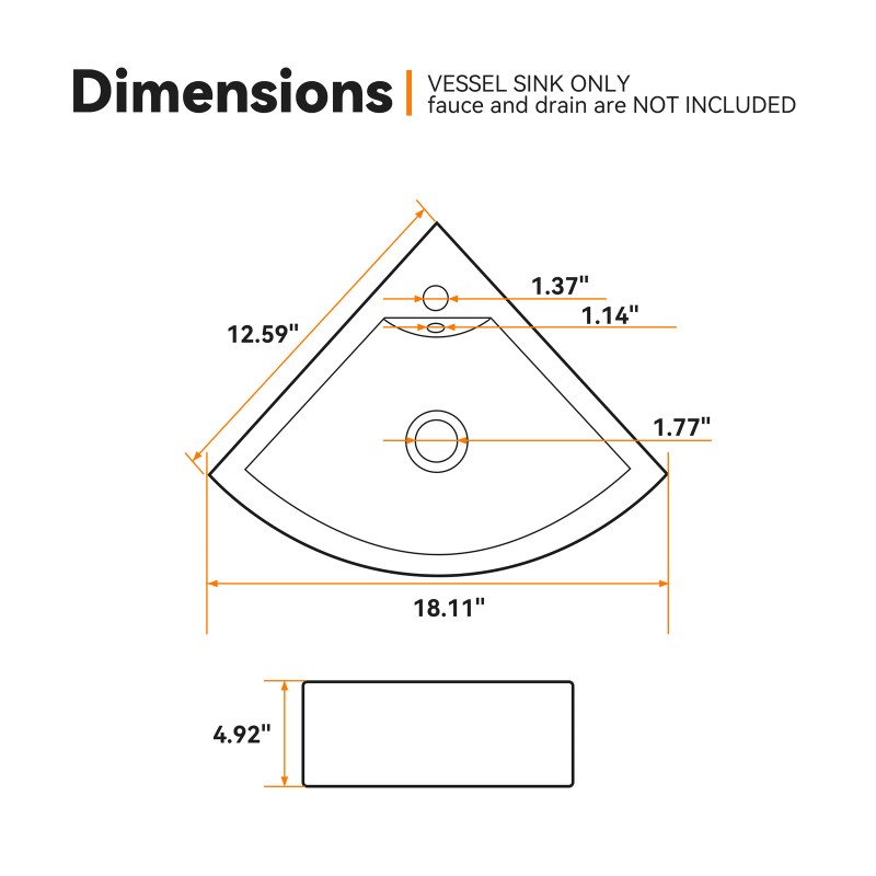 HOROW Wall-Mount Corner Bathroom Sink 18 '' White Ceramic Washing
