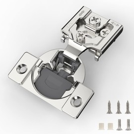 Furniware 50 Pieces 1/2 inch Overlay Soft Close Cabinet Hinges for Face Frame Cabinet, Stainless Steel, 105° Opening Angle, Concealed Self Closing Door Hinges- 3 Way Adjustment