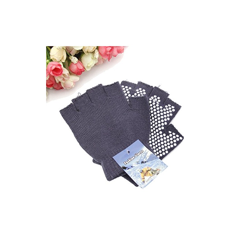 Grippy Yoga Gloves Non-Slip Fingerless Exercise Grip Gloves Texturizing Beads