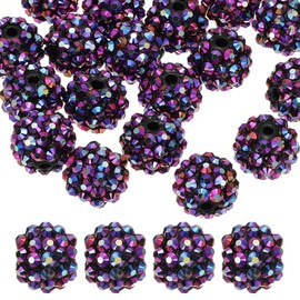 PATIKIL 14mm Resin Rhinestone Beads for Beadable Pen, 20 Pack Ball Disco Sparkly Chunk Round Focal Bubblegum Beads for Jewelry Making Craft Necklace Chain Bracelets DIY, Purple Red