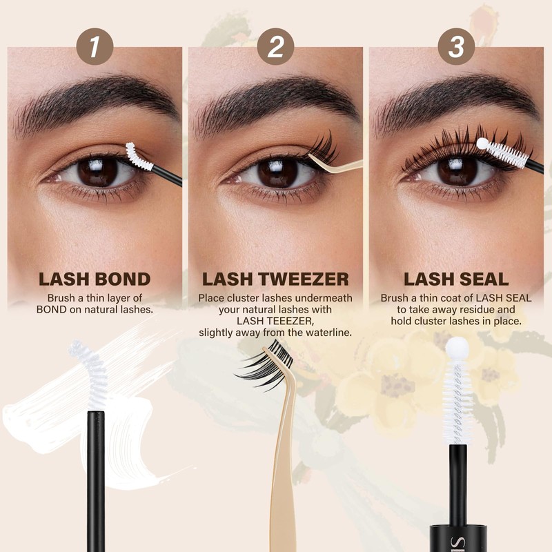 JMS&JMS Lash Clusters Kit Natural Cluster Lashes Invisible Band with