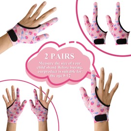SJFNJN 4Pcs Thumb Sucking Guard Gloves Kids Chewy Compression Gloves Kids Stop Thumb Sucking and Finger Biting for Ages 5-13 (Pink Strawberry)