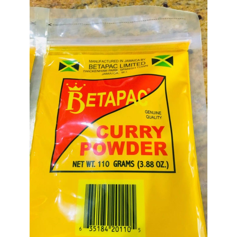 BetaPac 100% Jamaican Curry Powder Seasoning BetaPac 3.88oz(110 Grams) Packet