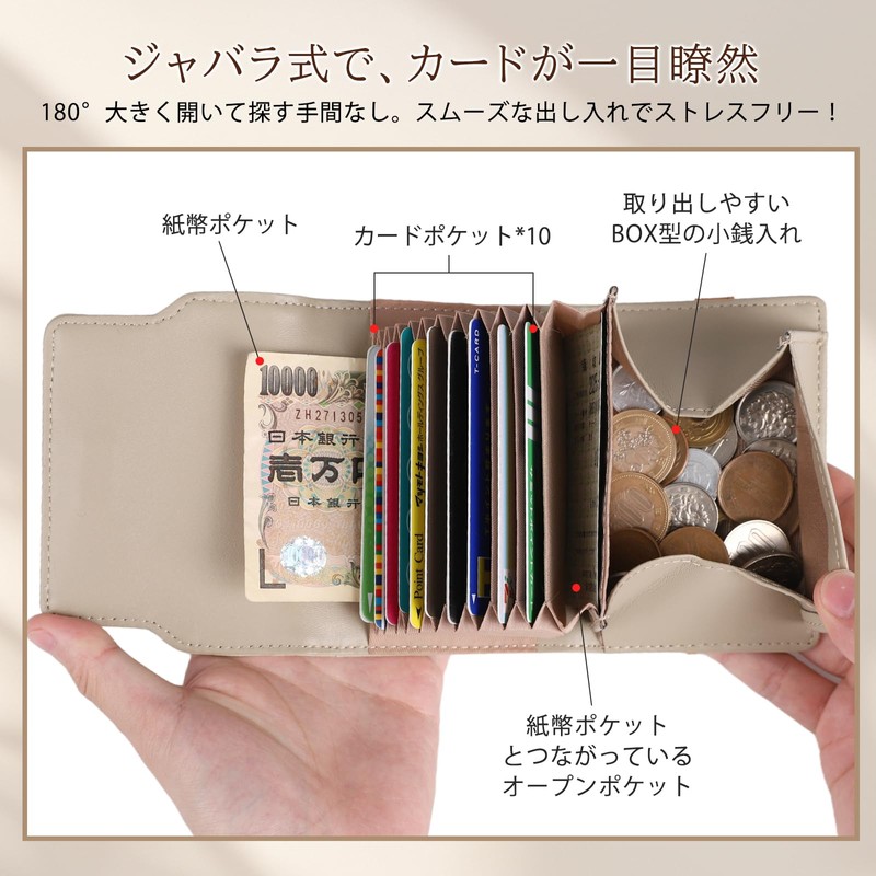 imeetu Mini Wallet, Bellows Style, Genuine Leather, Holds 10 Cards,