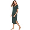 Nieery Women Nightdress Long Style Short Sleeve Nightgown, V Neck
