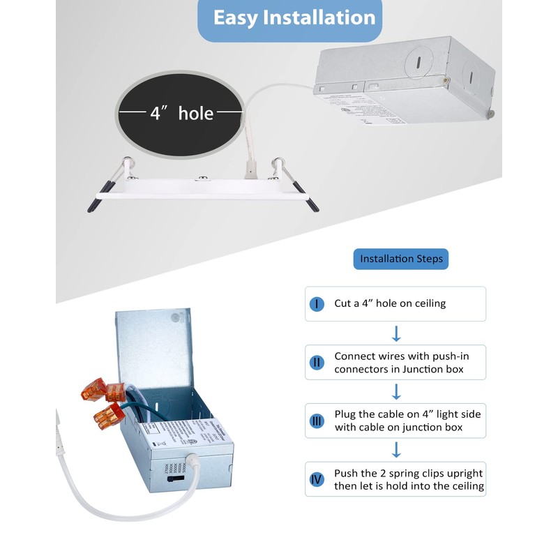 POPANU 4in LED Recessed Lighting - 9W Black Recessed Lights