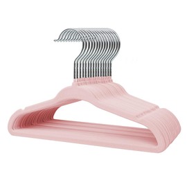 Stormix Baby Hangers 16 Pack Kids Velvet Hangers Non-Slip Clothes Hangers with Shoulder Notches for Toddlers Pink