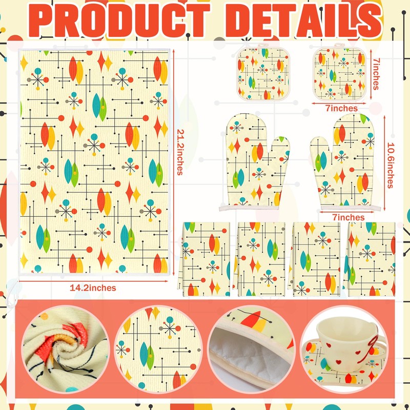 Teenyyou 11 Pcs Mid Century Modern Kitchen Decor Set, Mid