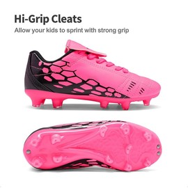 DREAM PAIRS - Zapatos de fútbol para niños y niñas, Fucsia / Negro, 16 MX Niñito