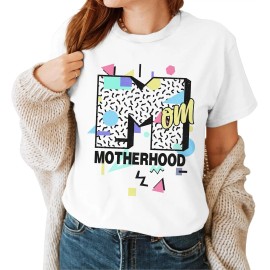 Cute 100% Cotton Mom T-Shirts-Mother's Day Gifts for WomenColor: Mom shirt 3, Size: S