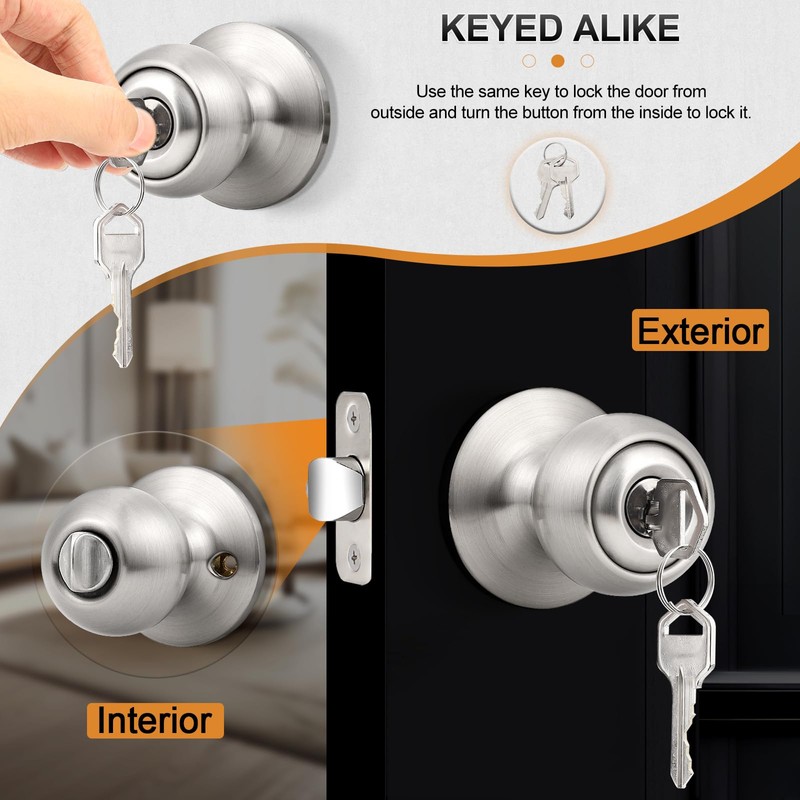Probrico Keyed Entry Door Knob with Lock, Front Door Knob