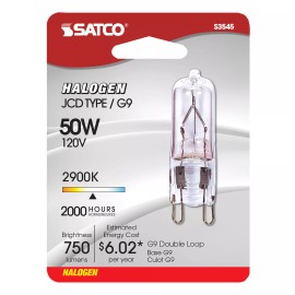 Satco Lâmpada transparente Satco S3545 S4616 50T4/G9/CL 50W 120V T4 bi-pin 2 pinos G9 revestida com UV