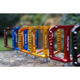Burgtec Penthouse MK5 Flat Steel Axle MTB Pedals - Orange, Pair/Mountain Bike Wide Platform Trail Enduro Downhill Dirt Jump Freeride Cycling Part Cycle Ride Sticky Grip Pin Bicycle Component 9/16