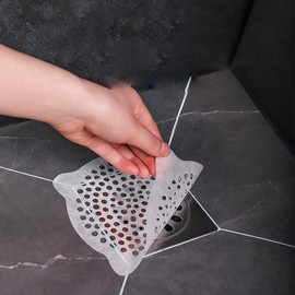 RecDec 30 Pack Disposable Shower Drain Cover 6'' Non-Slip Self-Adhesive Hair Catcher Shower Drain Mesh Stickers for 6 Inch Square Shower Floor Drain Strainer Grate Bathtub Bathroom Sink Kitchen