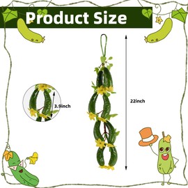 VIOCIWUO Fake Cucumber Simulation Cucumber String Artificial Vegetable Fruit String Green Cucumber with Yellow Flowers for Home Kitchen Farm Party Wall Decoration