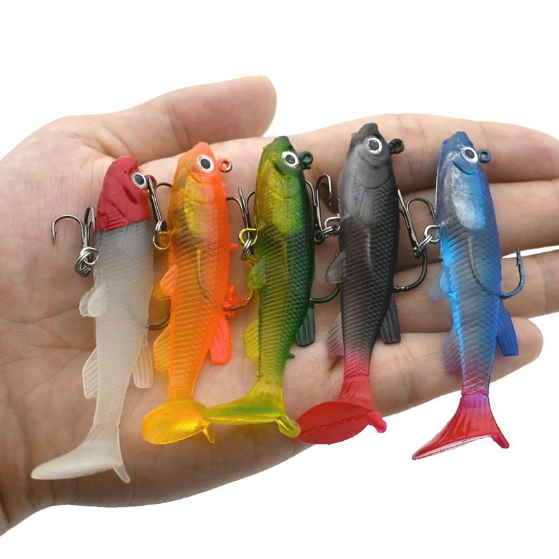 Set of 12 Fishing Lures + Box Rubber Fish 12g